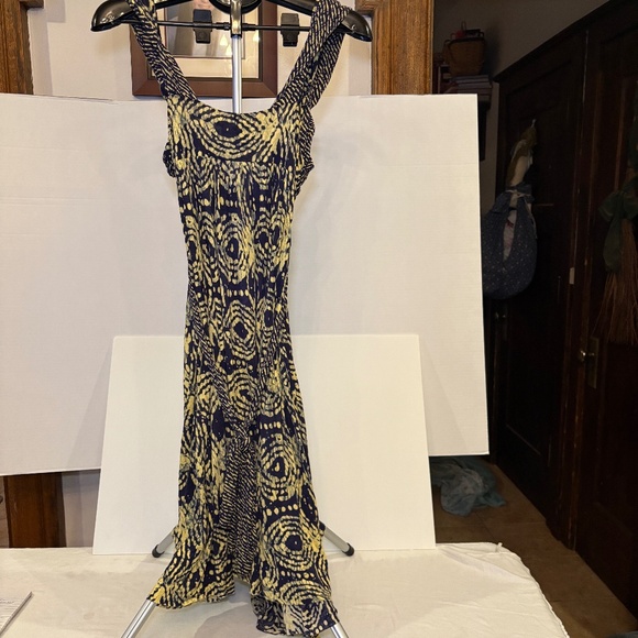 Anthropologie C KEER Spin Art Tank Dress /Tie Waist Jersey Knit Blue/Green Sz M - Picture 1 of 7